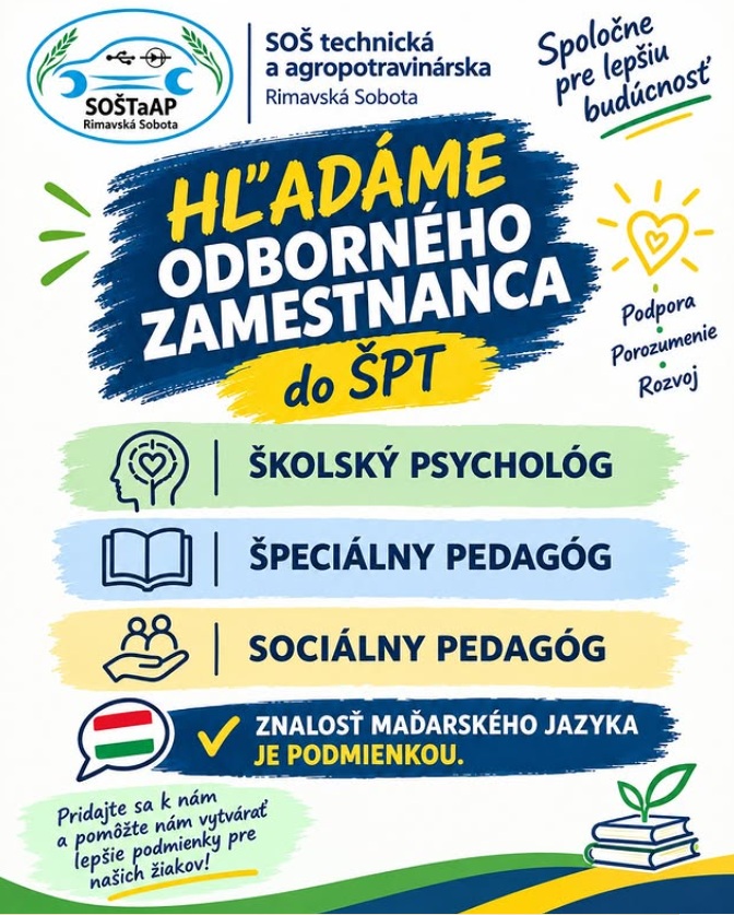 Hľadáme odborného zamestnanca
